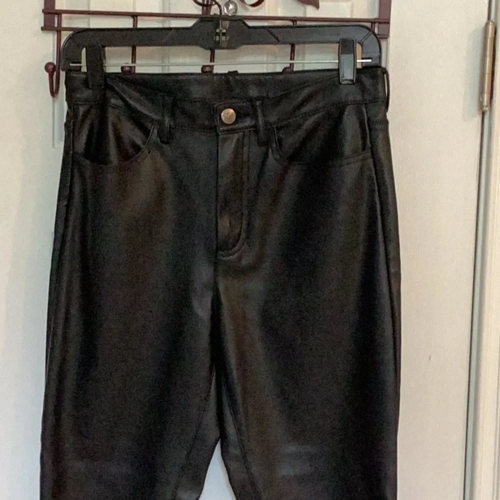 Free People Black Faux Leather High Waisted Skinny Jeans